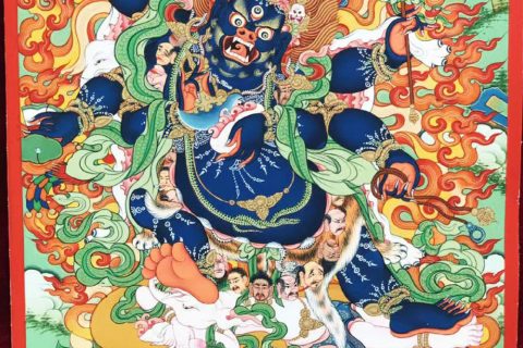 编号188-510309：彩绘唐卡-六臂玛哈嘎拉（50*35CM左右）