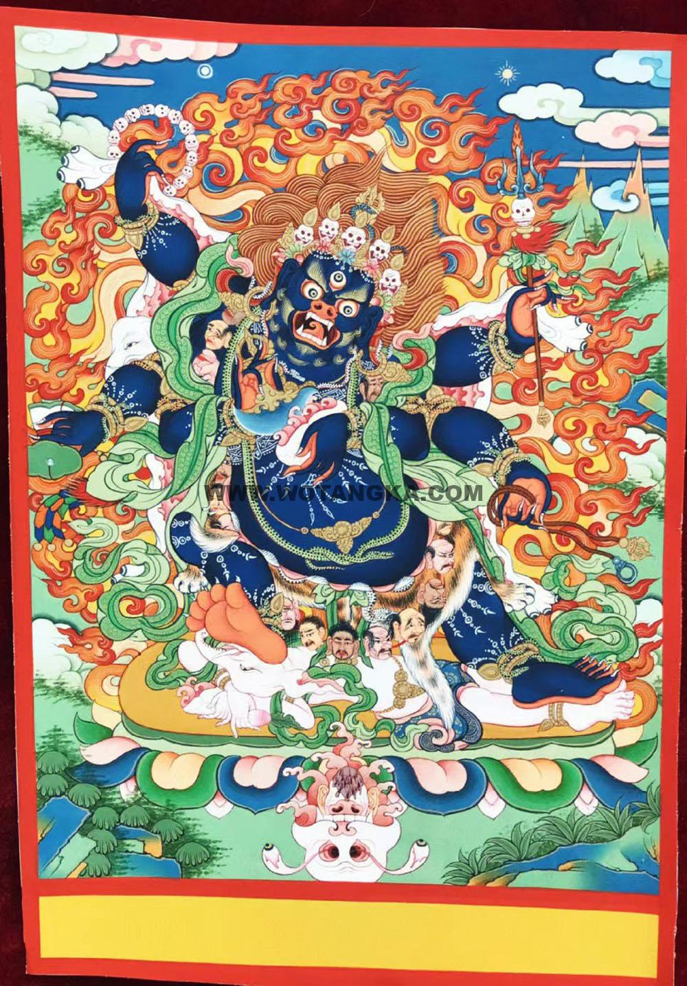 |已结缘·可定制|唐卡寄卖编号:JM·188-510309-吉祥大黑天神供养图(彩唐)