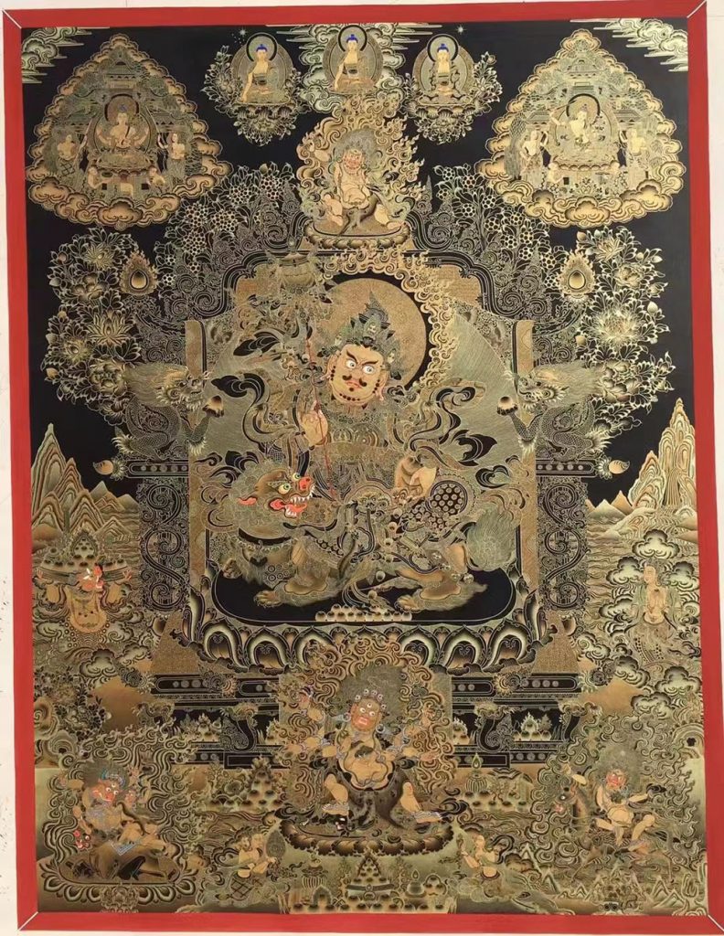 编号188-524531：黑金唐卡-财宝天王（100*70CM左右）