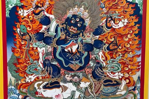 编号188-608737：彩绘唐卡-六臂玛哈嘎拉（80*60CM左右）
