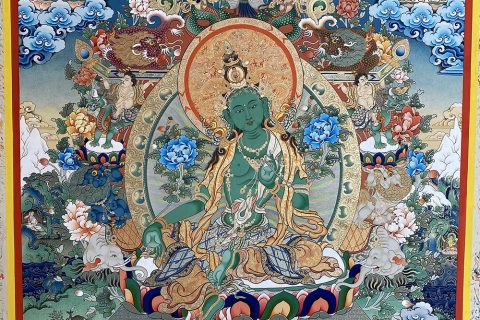 编号188-716033：彩绘唐卡-绿度母（90*62CM左右）