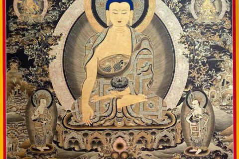 编号188-734221：黑金唐卡-释迦牟尼佛（100*70CM左右）