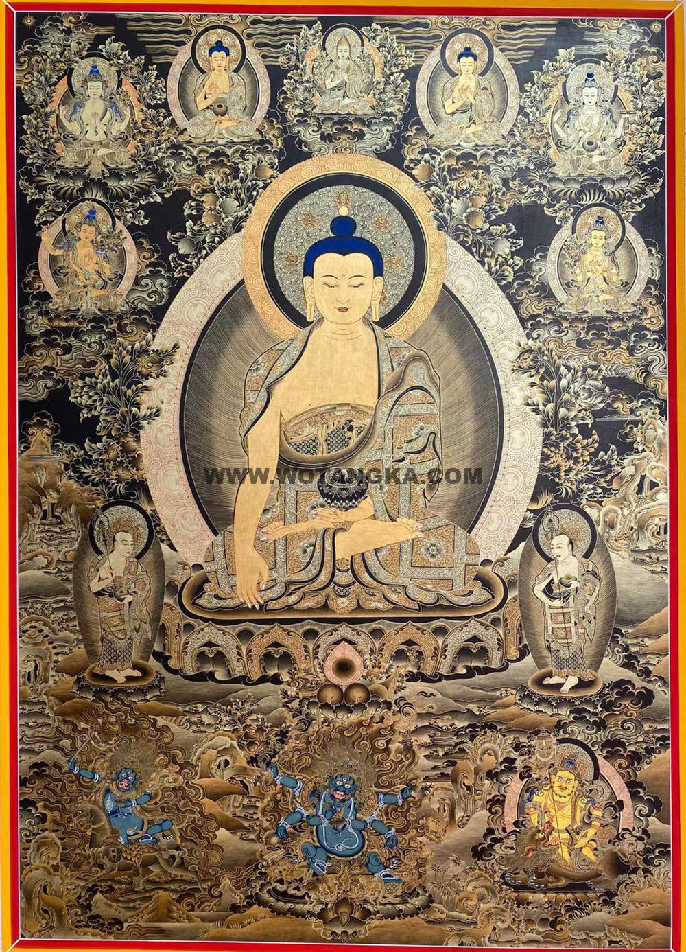 热贡-拉藏·画院:黑金唐卡-释迦牟尼佛(100*70CM左右)