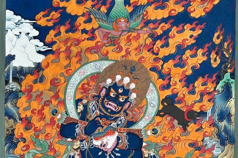 编号188-751047：彩绘唐卡-宝帐护法（65*45CM左右）