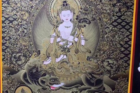 编号188-765128：黑金唐卡-普贤菩萨（100*70CM左右）