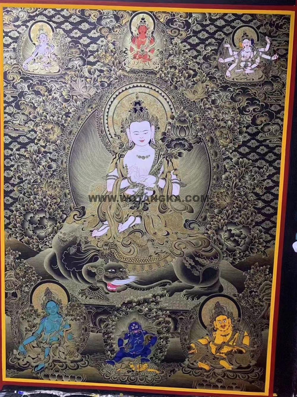编号188-765128:黑金唐卡-普贤菩萨(100*70CM左右)
