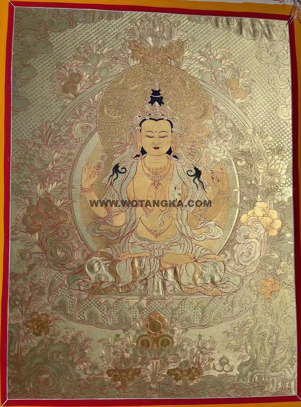 编号188-840729:黄金唐卡-四臂观音(60*45CM左右)