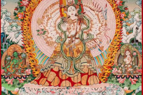 编号188-852037：彩绘唐卡-大白伞盖佛母（100*70CM左右）