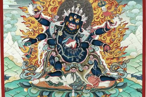 编号188-864347：彩绘唐卡-六臂玛哈嘎拉（60*44CM左右）