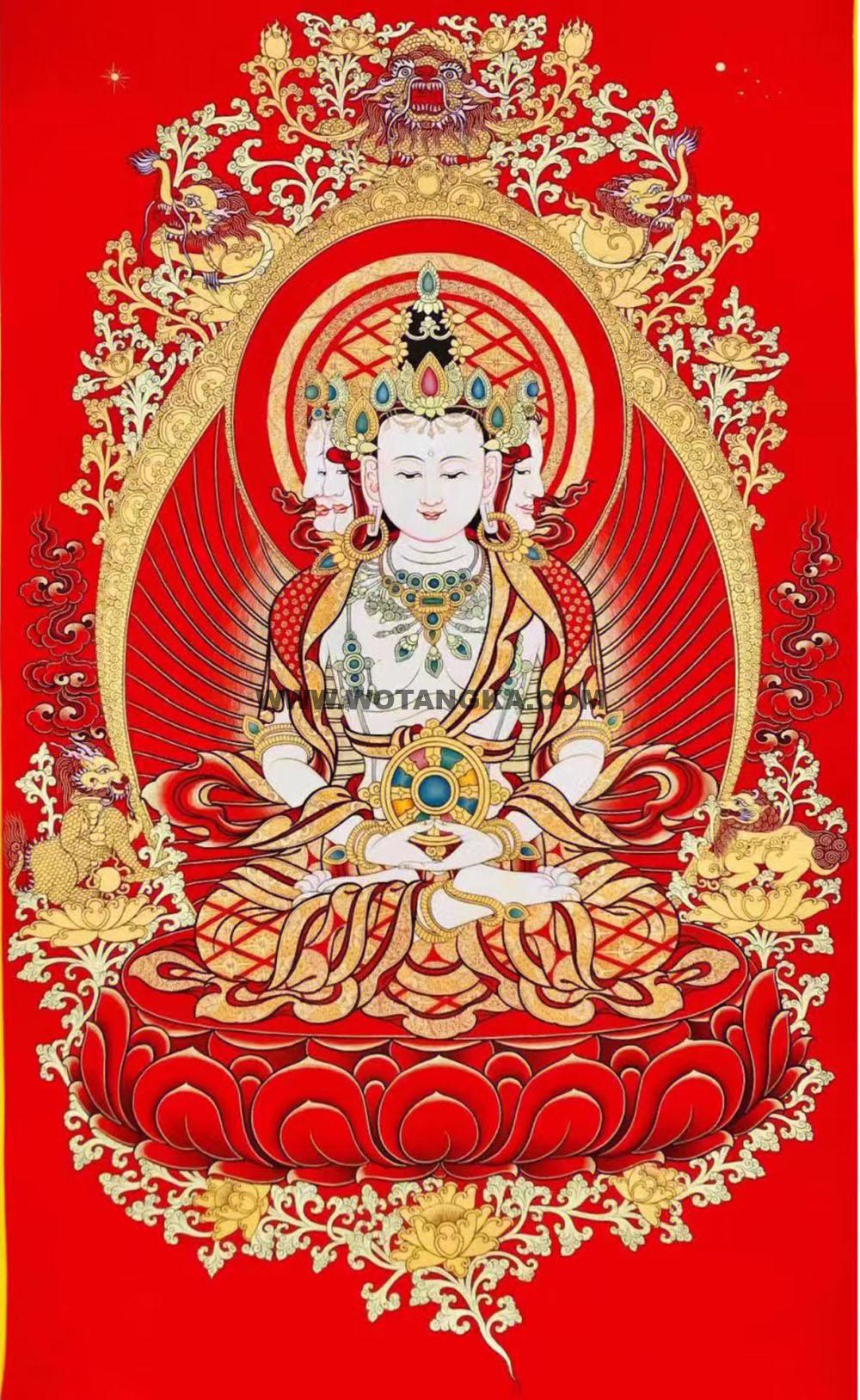 热贡-拉藏·画院：红金唐卡-四面大日如来（60*45CM左右）