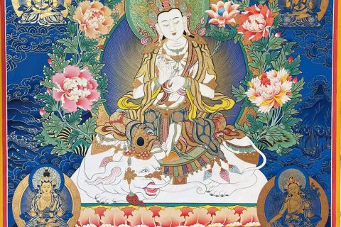 编号188-908165：蓝金唐卡-普贤菩萨（100*70CM左右）