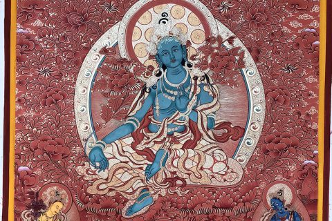 编号188-923710：红金唐卡-绿度母（100*70CM左右）
