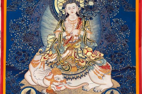 编号188-933806：蓝金唐卡-普贤菩萨（100*70CM左右）