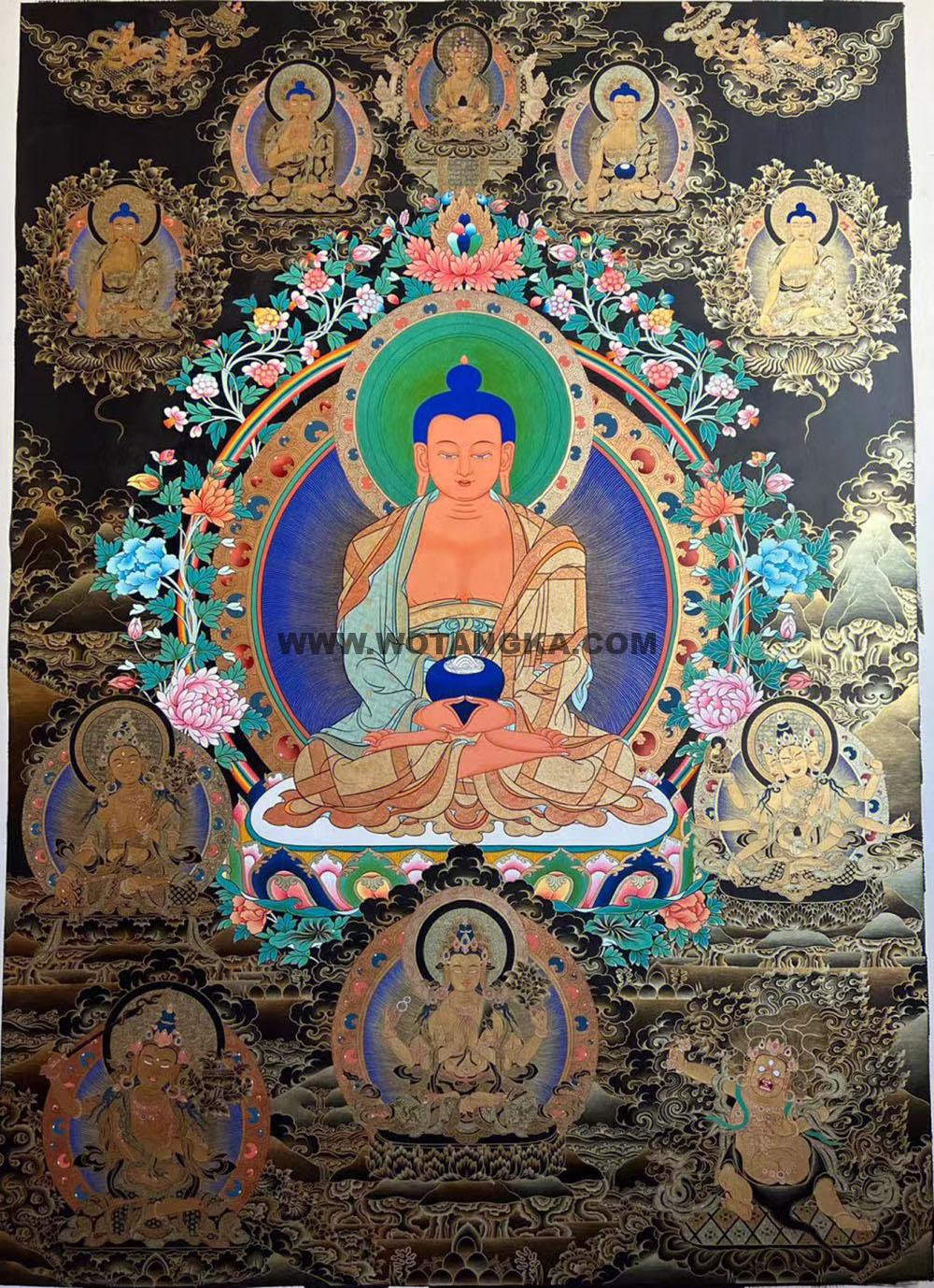 热贡-完德才让·画院:黑金唐卡-阿弥陀佛(100*70CM左右)