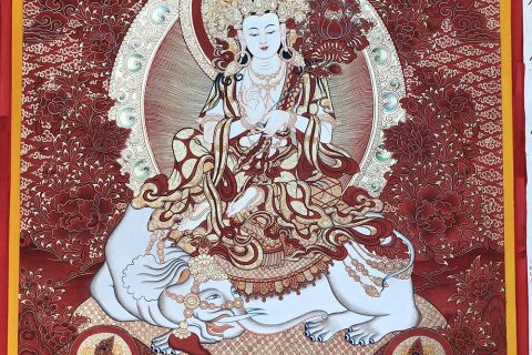 编号188-964069：红金唐卡-普贤菩萨（100*70CM左右）