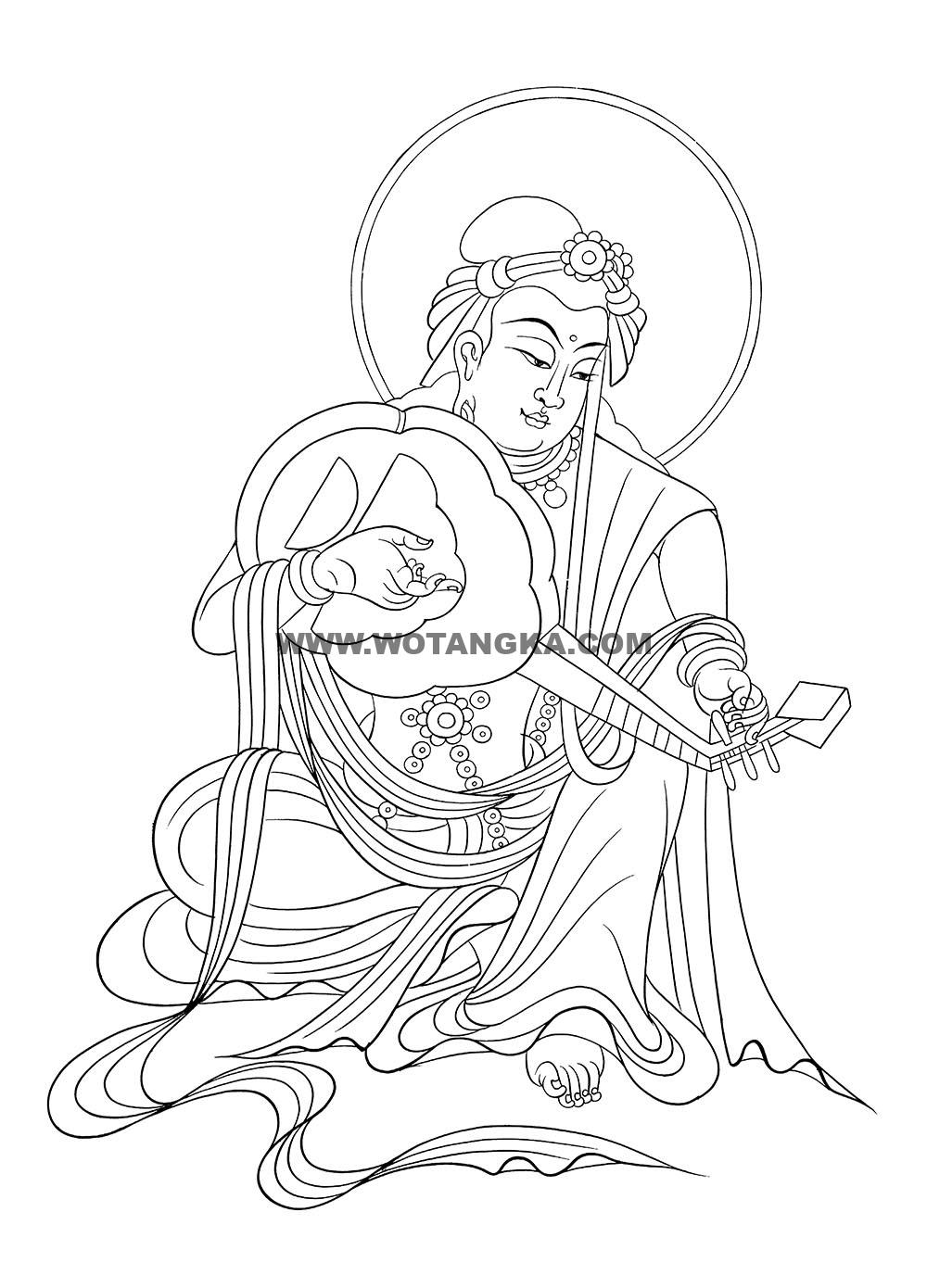 沃唐卡-唐卡白描线稿编号RD35158:敦煌莫高窟·初唐·药师经变