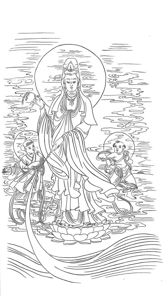 沃唐卡-唐卡白描线稿编号RD37454：观音菩萨