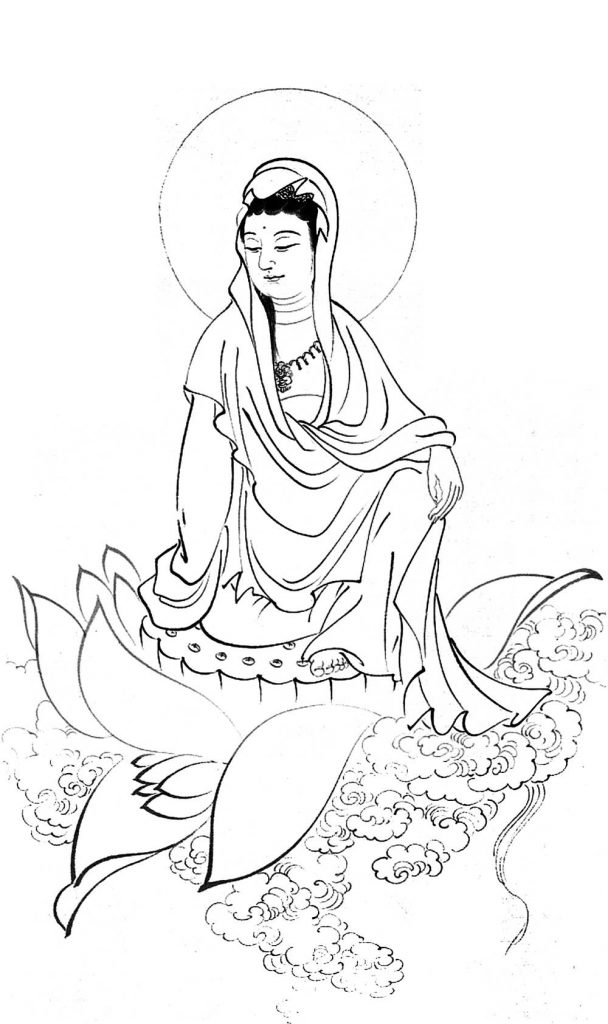 沃唐卡-唐卡白描线稿编号RD44252：坐莲观音