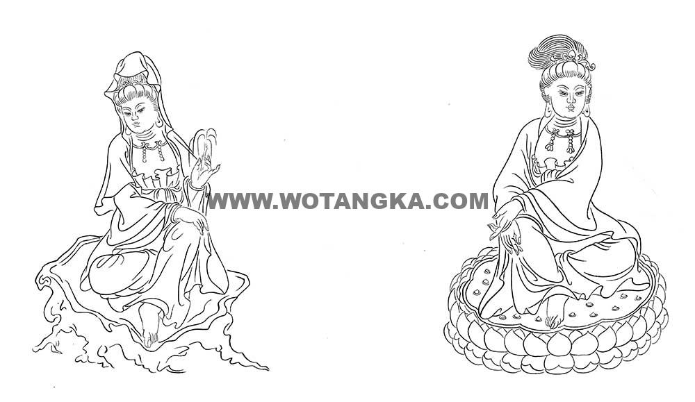 沃唐卡-唐卡白描线稿编号RD59745:观音菩萨