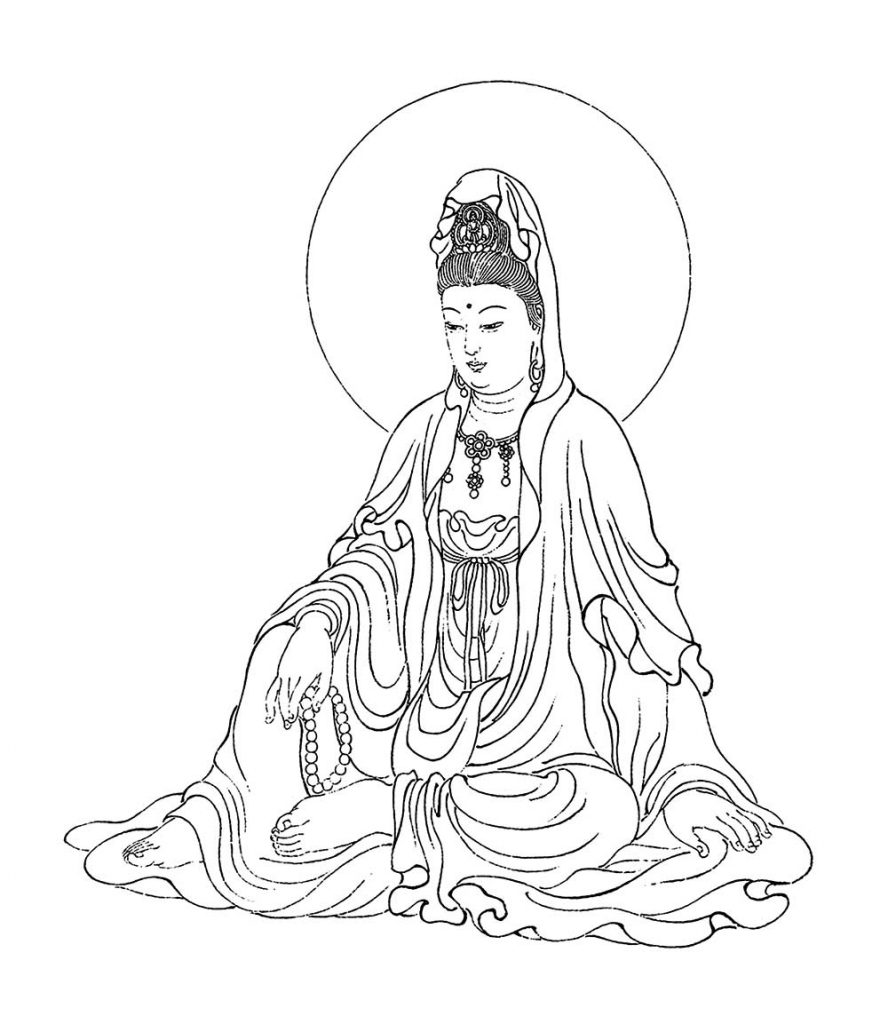 沃唐卡-唐卡白描线稿编号RD66054：静息观音