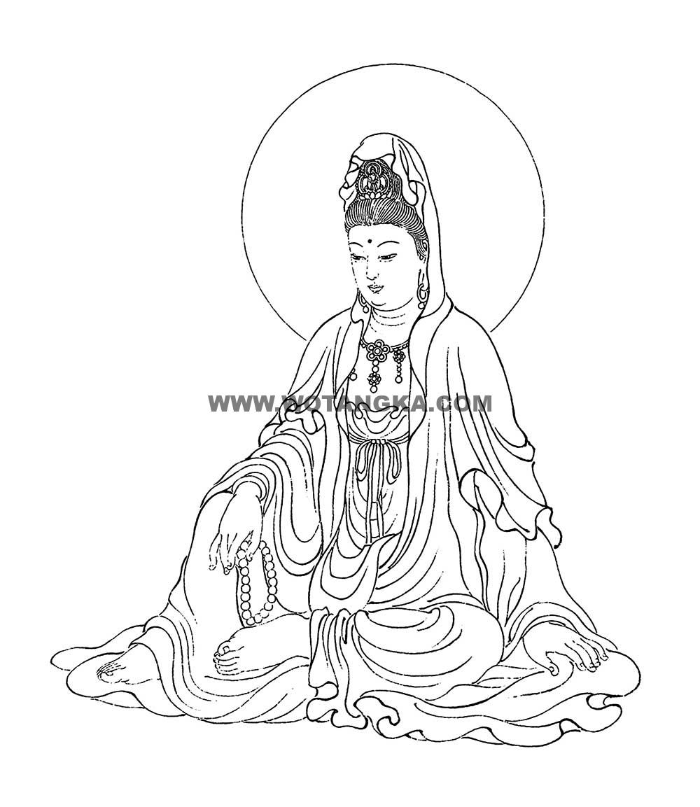 沃唐卡-唐卡白描线稿编号RD66054:静息观音