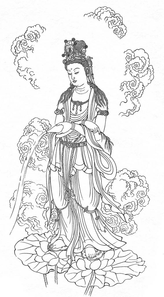 沃唐卡-唐卡白描线稿编号RD72934：洒水观音