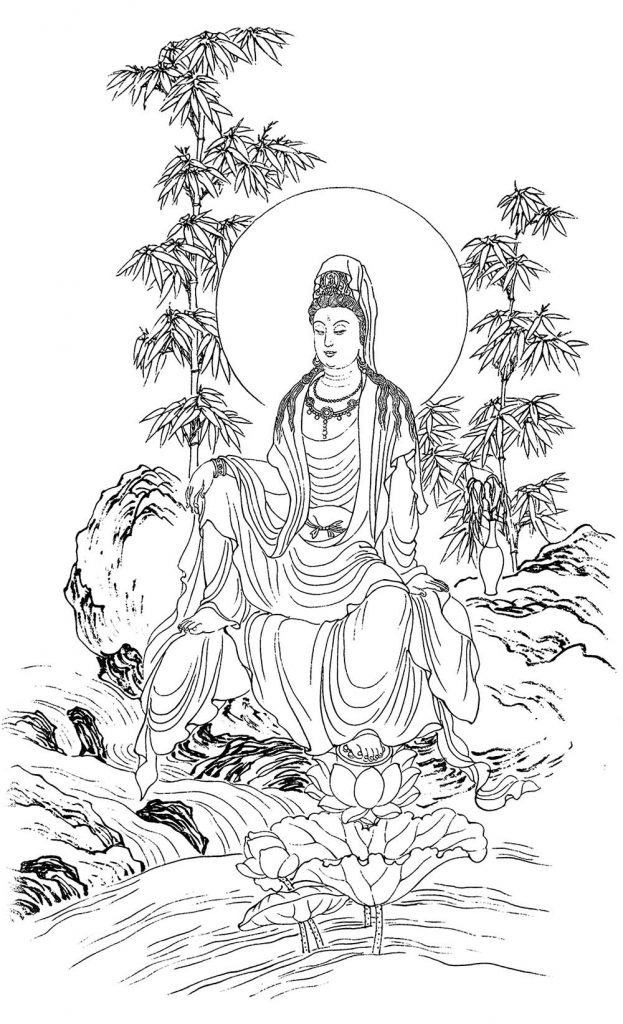 沃唐卡-唐卡白描线稿编号RD79015：静息观音