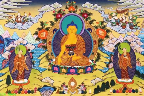 编号138-150403：彩绘唐卡-释迦牟尼佛（51*76CM左右）