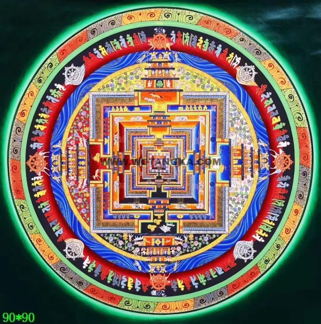 编号138-482120：彩绘唐卡-时轮金刚坛城（90*90CM左右）