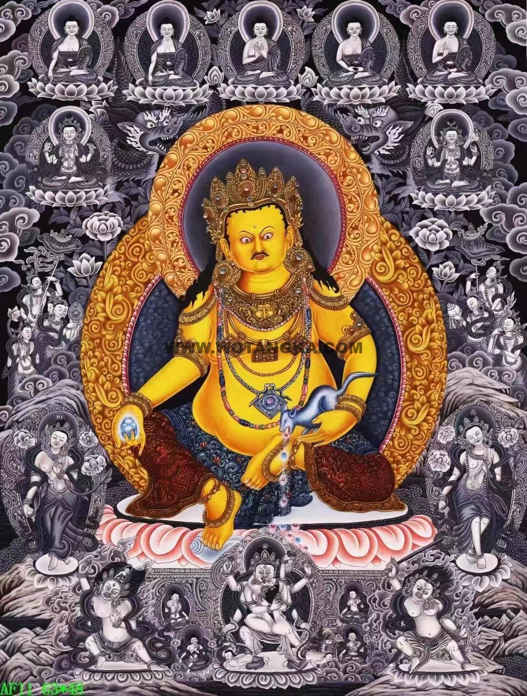 编号138-500808：彩绘唐卡-黄财神（63*48M左右）