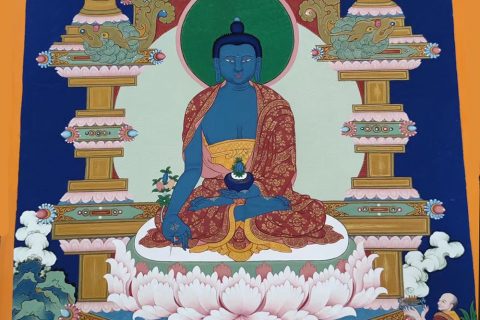 编号138-520964：蓝金唐卡-药师佛（70*50CM左右）