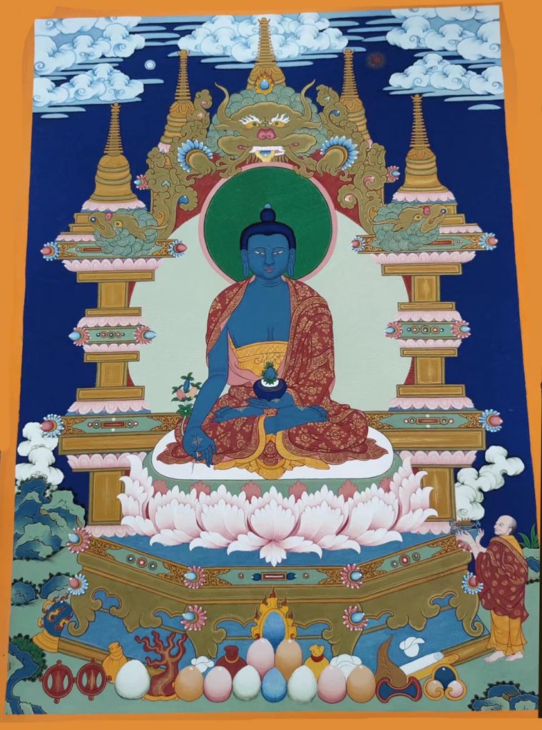 编号138-520964：蓝金唐卡-药师佛（70*50CM左右）