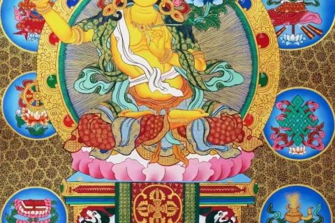编号138-606195：彩绘唐卡-文殊菩萨（76*51CM左右）