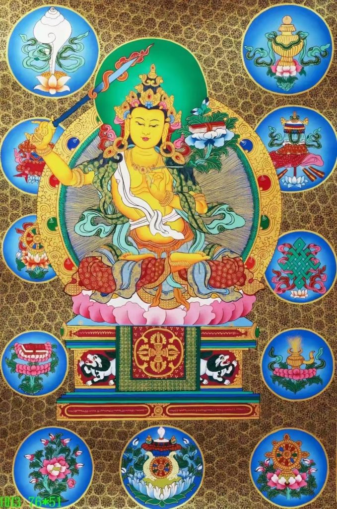 编号138-606195：彩绘唐卡-文殊菩萨（76*51CM左右）