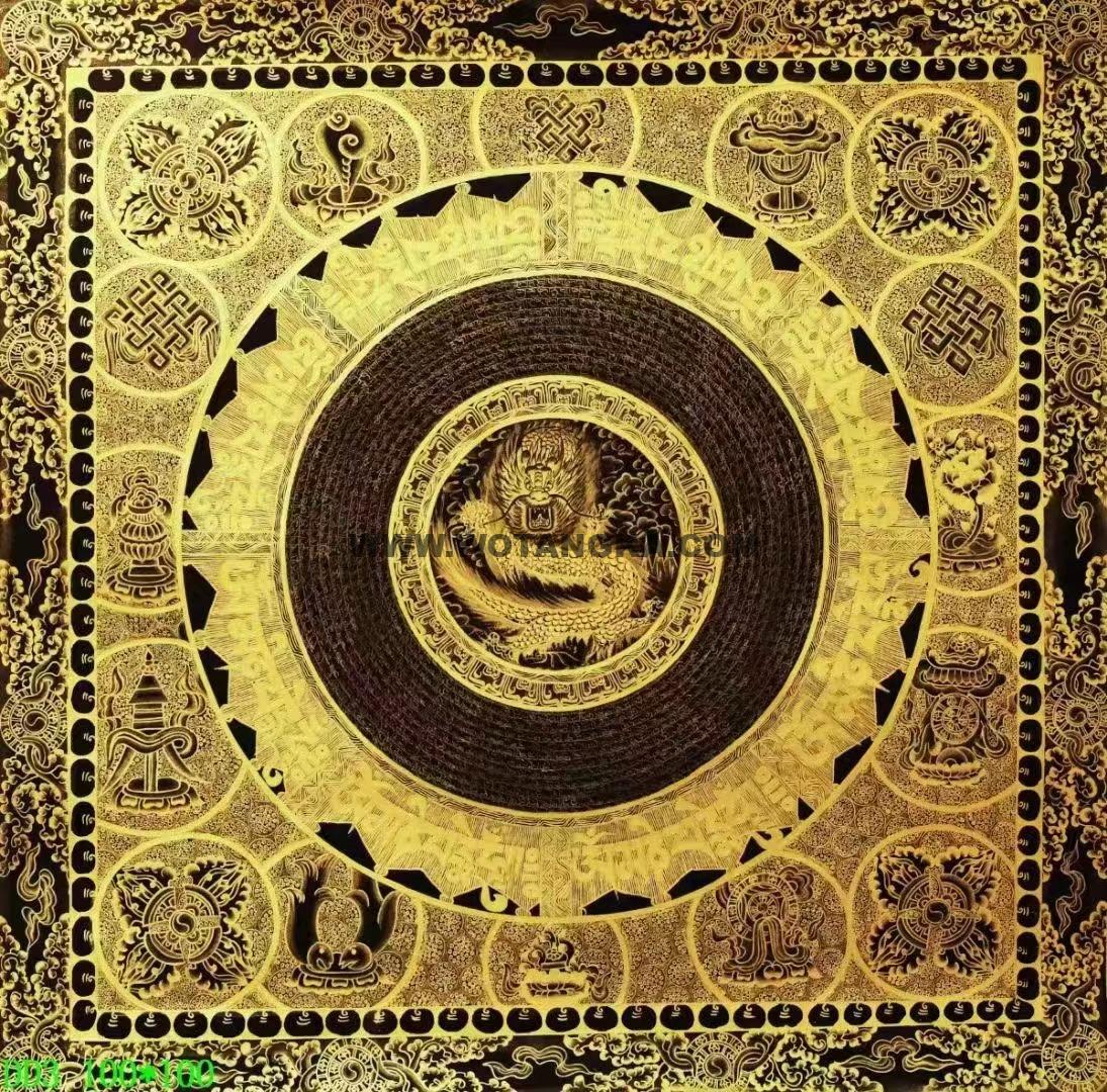 编号138-688163：黑金唐卡-吉祥八宝坛城（100*100CM左右）