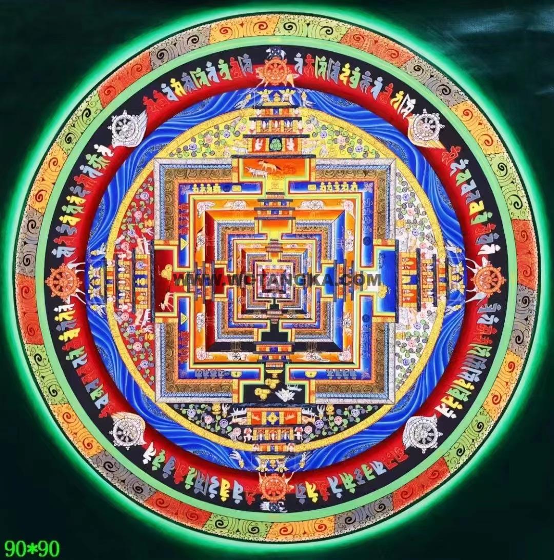 编号138-757151：彩绘唐卡-时轮金刚坛城（90*90CM左右）