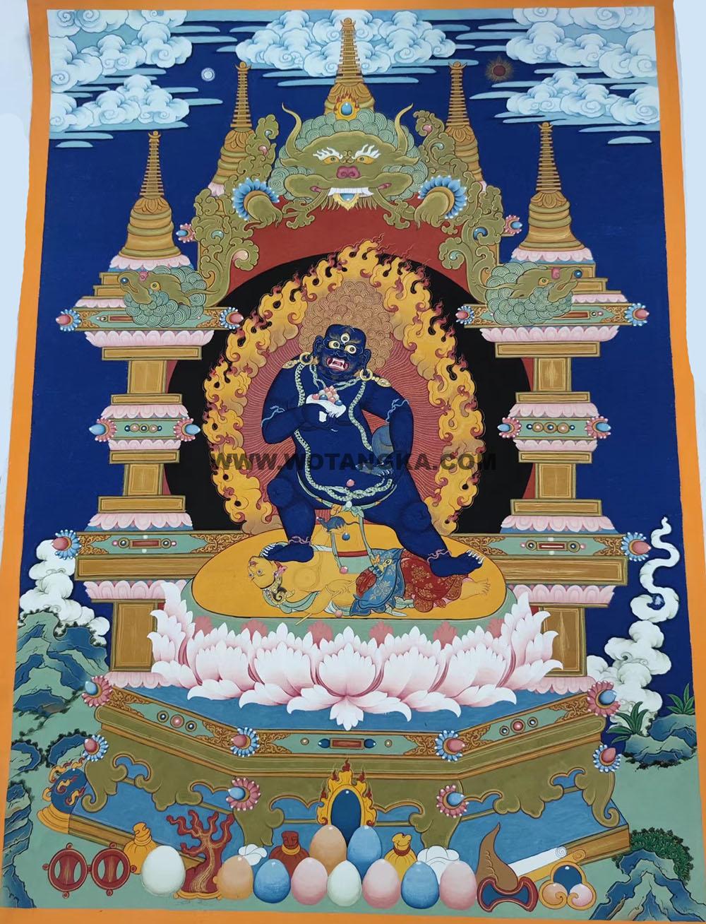 编号138-918540：蓝金唐卡-黑财神（70*50CM左右）