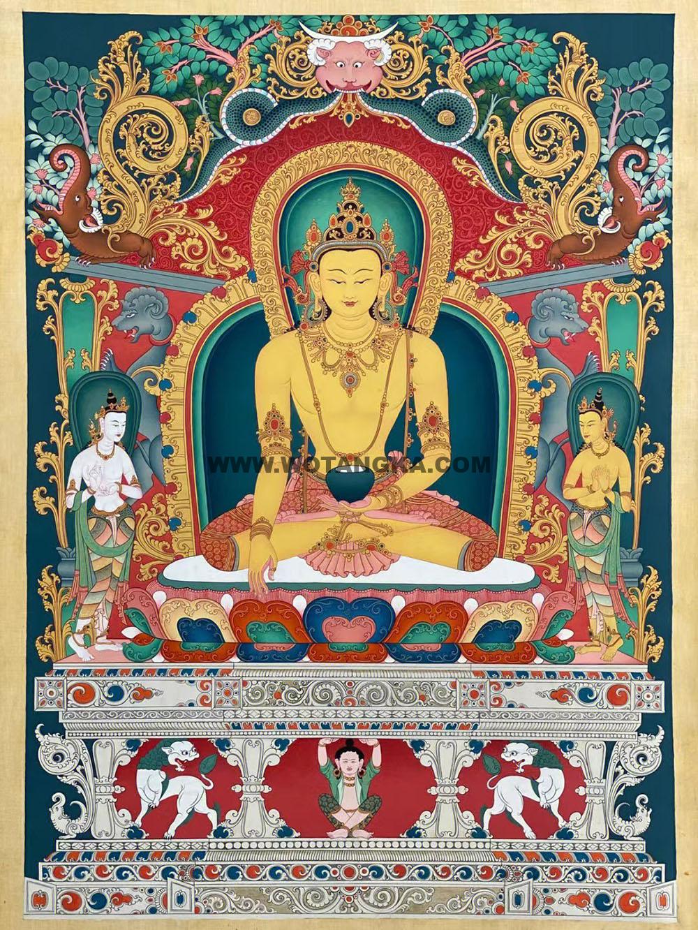 热贡-多杰扎西·画院：彩绘唐卡-释迦牟尼佛（80*60CM左右）