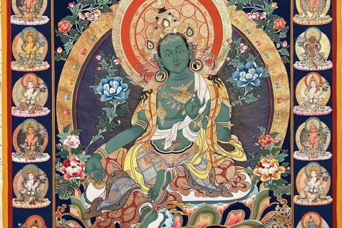 编号188-286889：彩绘唐卡-绿度母·二十一度母（120*90CM左右）