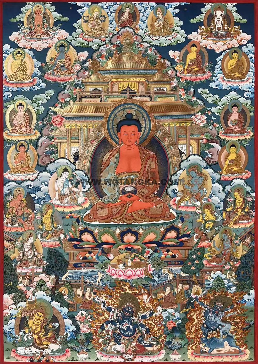 热贡-格桑多吉·画院：彩绘唐卡-阿弥陀佛·极乐世界（120*90CM左右）