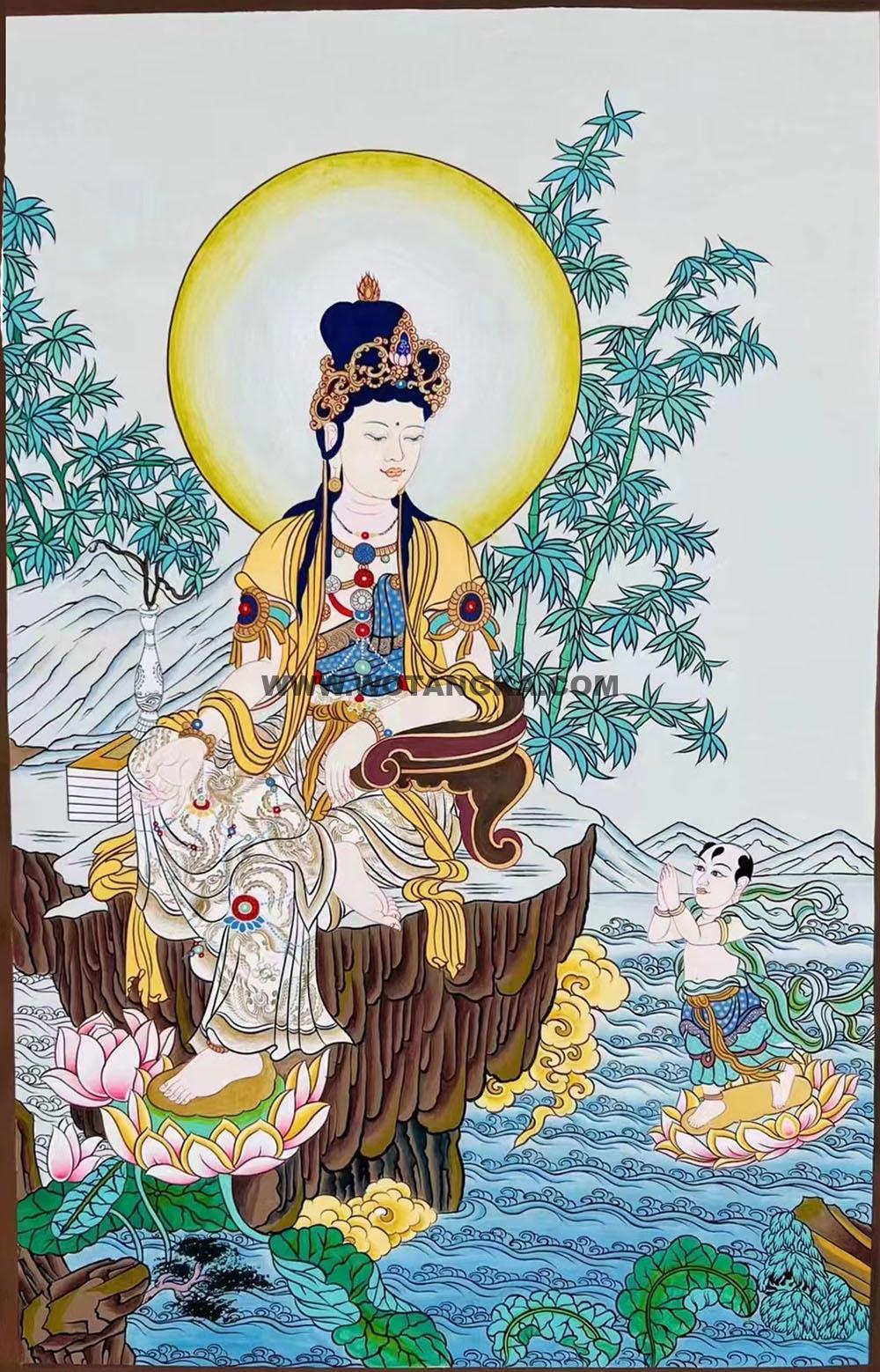 热贡-东智加·画院：彩绘唐卡-观音菩萨·持经观音（70*50CM左右）