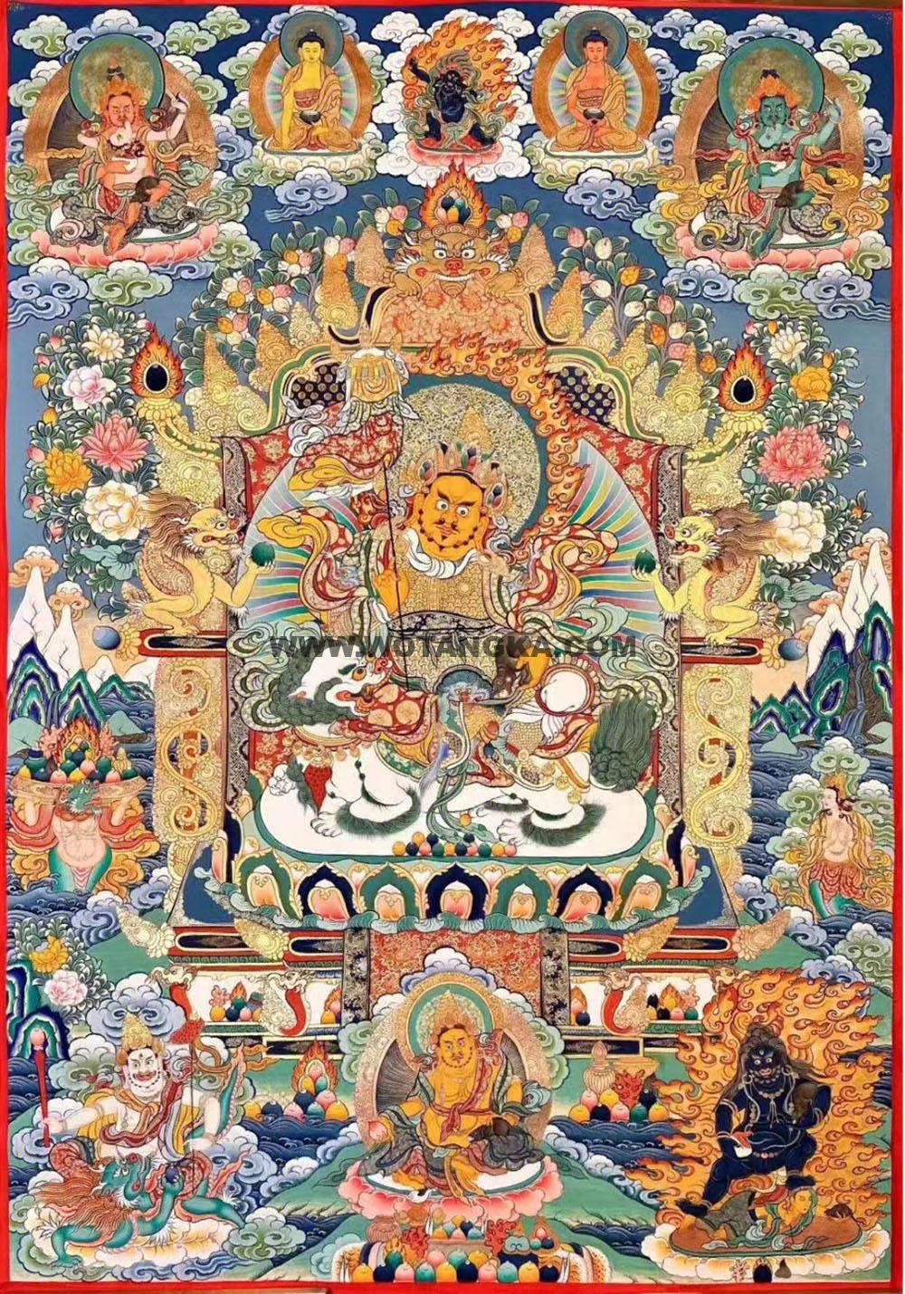 热贡-格桑多吉·画院：彩绘唐卡-财宝天王·五方财神（120*90CM左右）