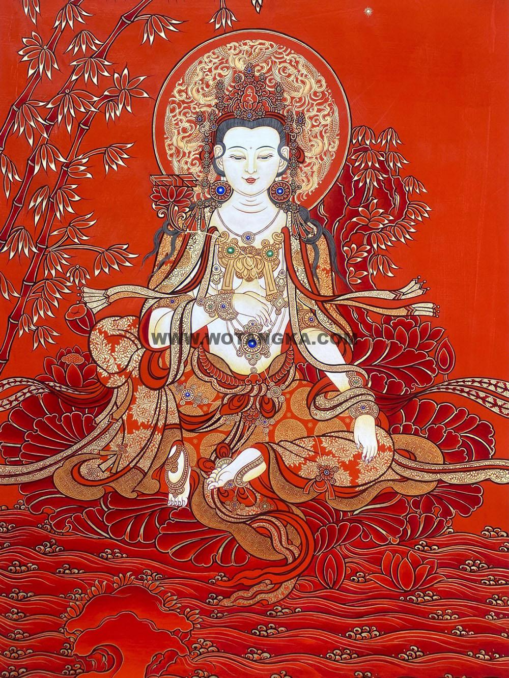 热贡-完德卡·画院:红金唐卡-普贤菩萨(70*50CM左右)