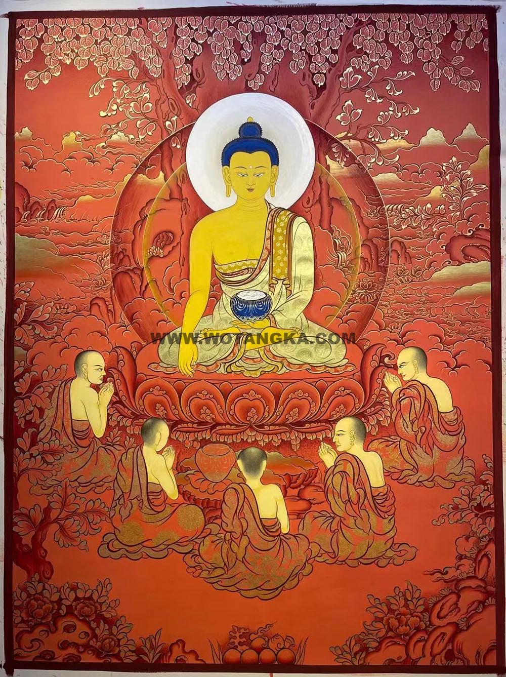 热贡-东智加·画院：红金唐卡-释迦牟尼佛（80*60CM左右）