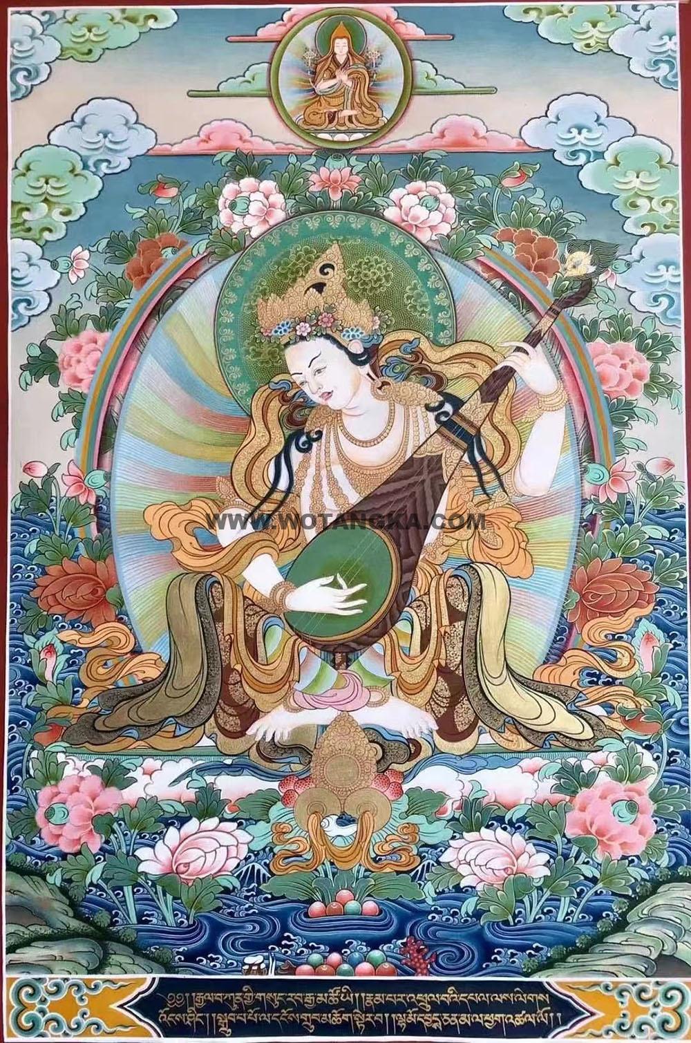 编号188-524994:彩绘唐卡-妙音天女(70*50CM左右)