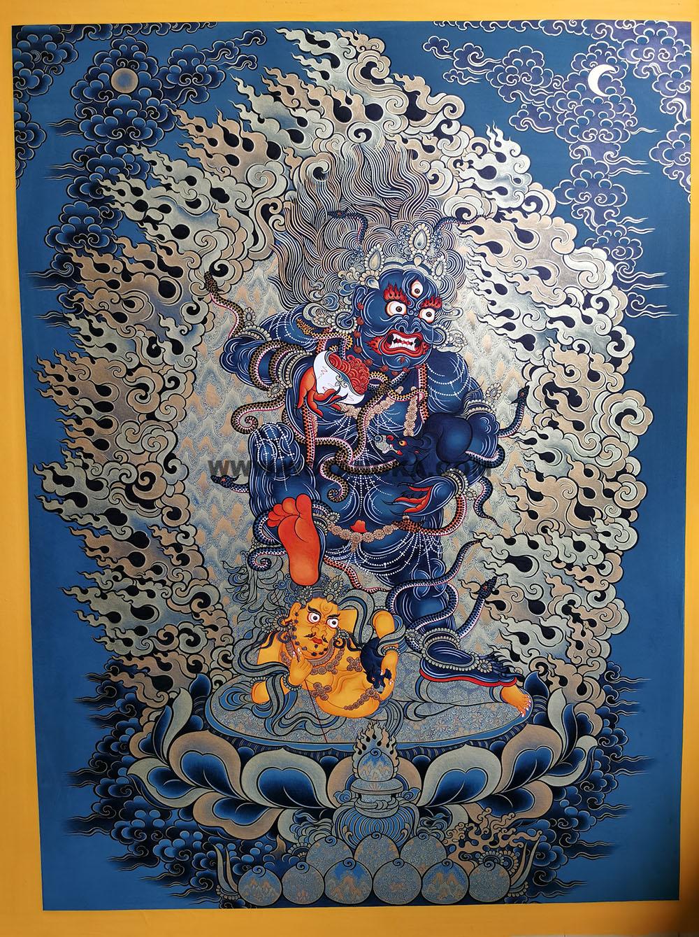 热贡-东智加·画院：彩绘唐卡-黑财神（70*50CM左右）