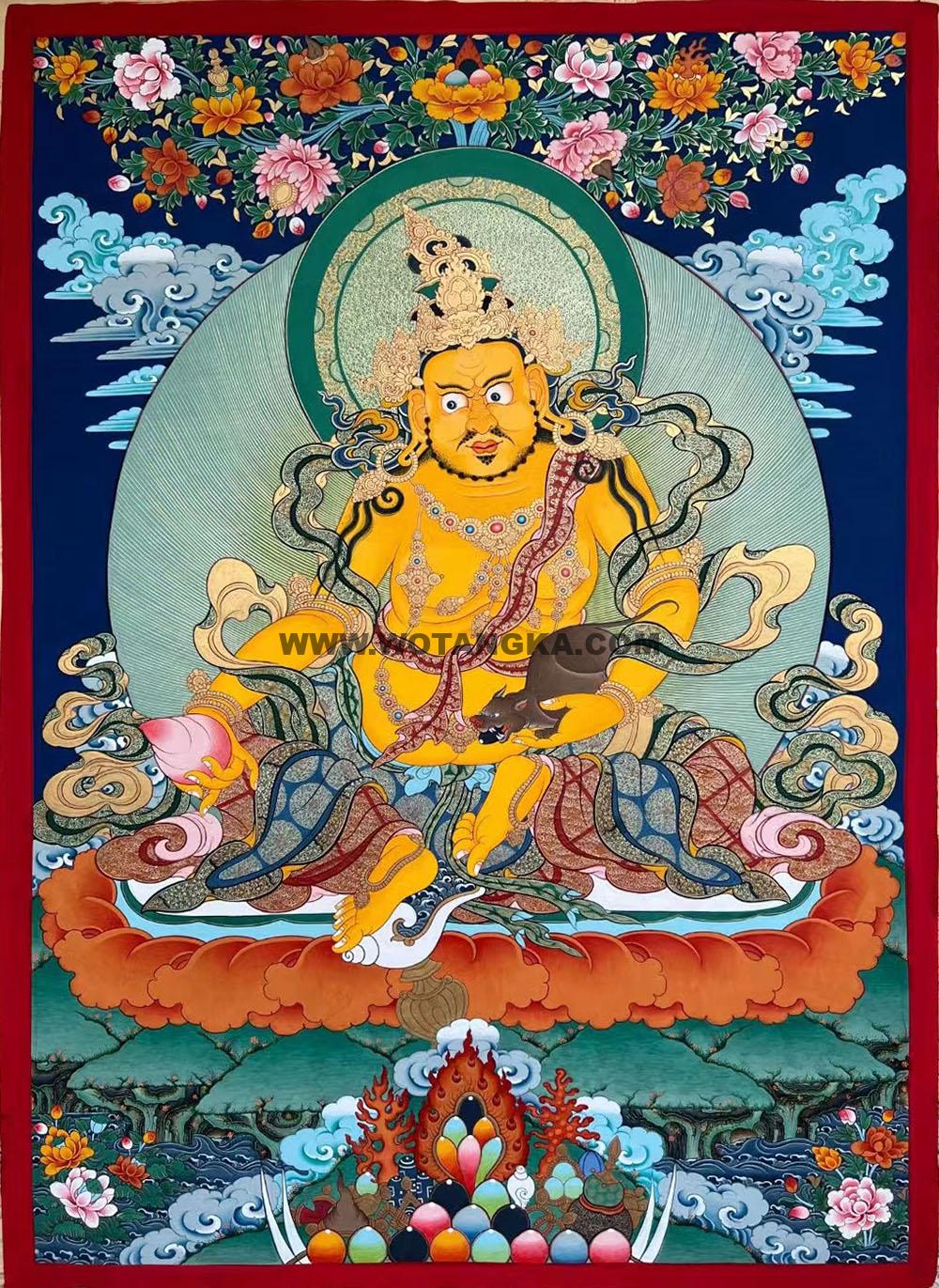 热贡-拉藏·画院：彩绘唐卡-黄财神（60*45CM左右）