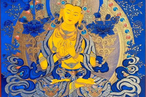 编号188-668739：蓝金唐卡-文殊菩萨（70*50CM左右）