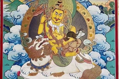 编号188-783261：彩绘唐卡-财宝天王（60*45CM左右）