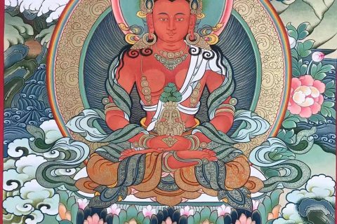 编号188-804096：彩绘唐卡-长寿佛（60*45CM左右）
